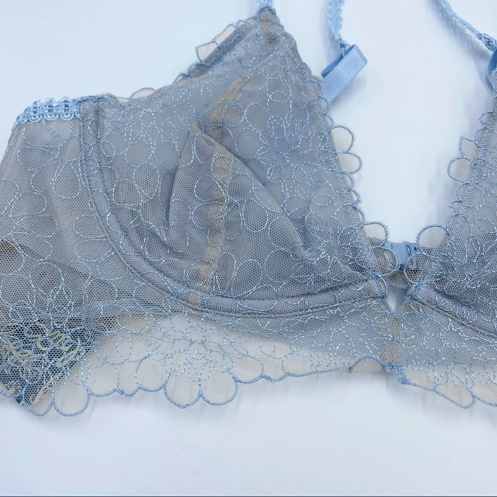 Free People Lucia Underwire Bra Blue Sz 34B